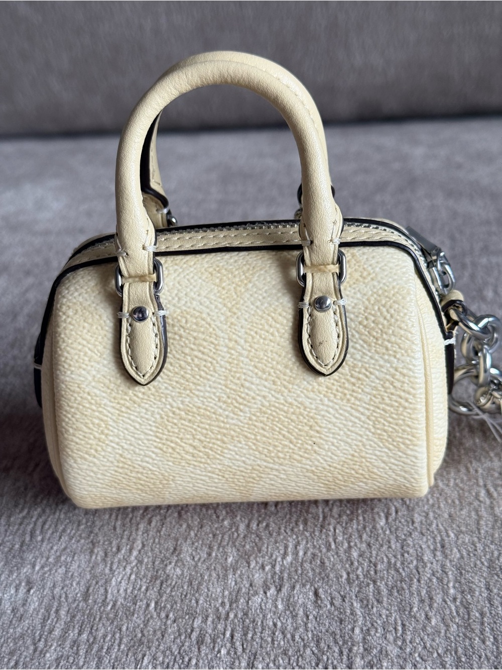 Coach Mini Rowan Satchel Bag Charm Keychain in Light Yellow NWT - Picture 2 of 6